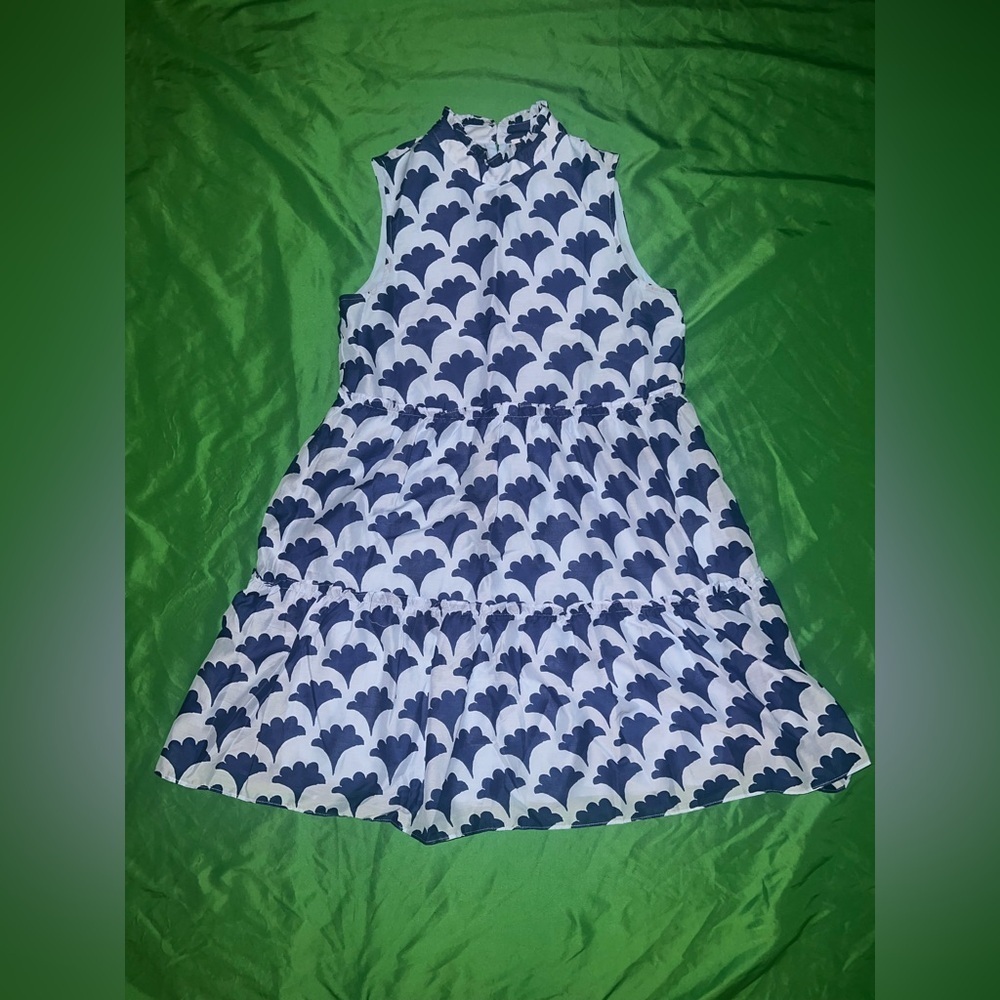 J. Marie Sleeveless Blue and White Patterned Dress size XS